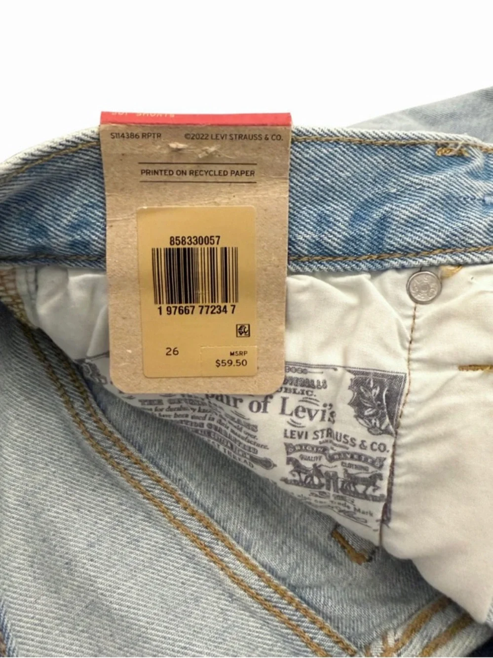 LEVI’S 501 MID THIGH HIGH-RISE BUTTON FLY DENIM SHORTS TAKE OFF DENIM WOMEN 26